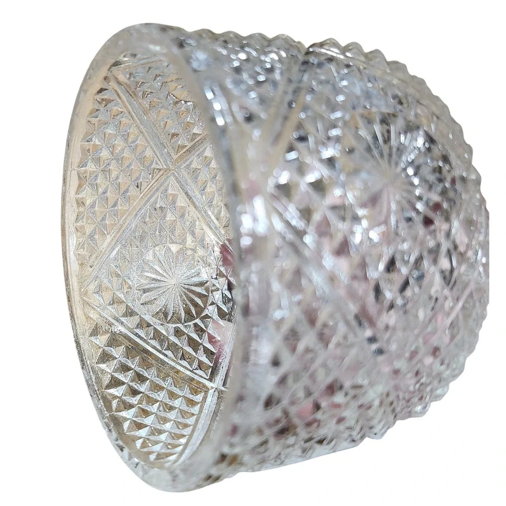 Vintage Fostoria Avon Clear Pressed Glass Candy Dish with Lid Diamond Starburst